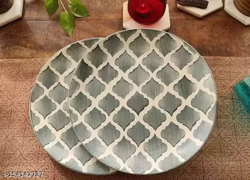 Ashlo's Decor Handmade Ceramic Dinner Plate - Vintage Design & Break Resistant for Home, Kitchen, Restaurant, Party -Dinner Plates with Serving Bowl and Quarter Plates