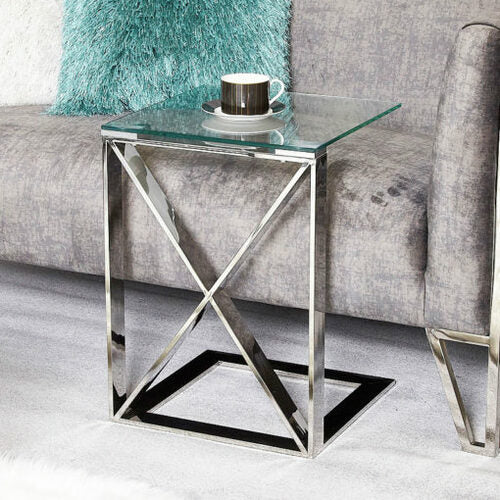 Ashlo's Décor Beautiful Silver Chrome Stainless Steel Side Tables/End Table